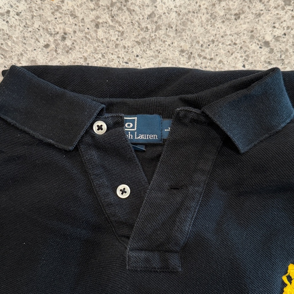 Polo by Ralph Lauren Black Polo Shirt Big Pony Size Large - Picture 7 of 11